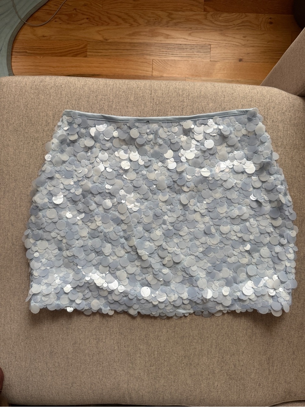 Zara Light Blue Sequin Mini Skirt - Picture 2 of 6